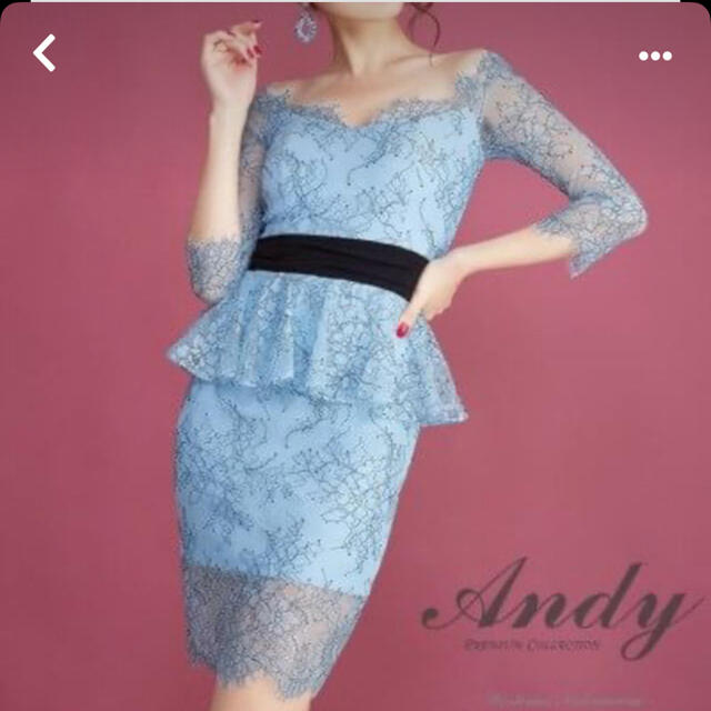 Andy(アンディ)のAndy 水色 ブルー レースワンピース ペプラム レディースのワンピース(ミニワンピース)の商品写真