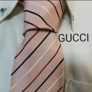 グッチ(Gucci)の大人気★GUCCIグッチ★正統派ストライプ高級コットン混シルクネクタイ★(ネクタイ)