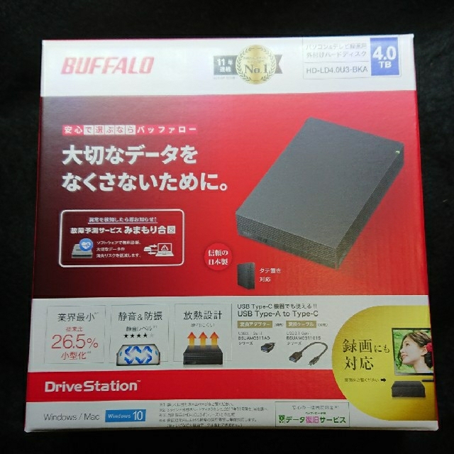 バッファロー HD-LDS4.0U3-BKA 外付けHDD 4TB ブラック www