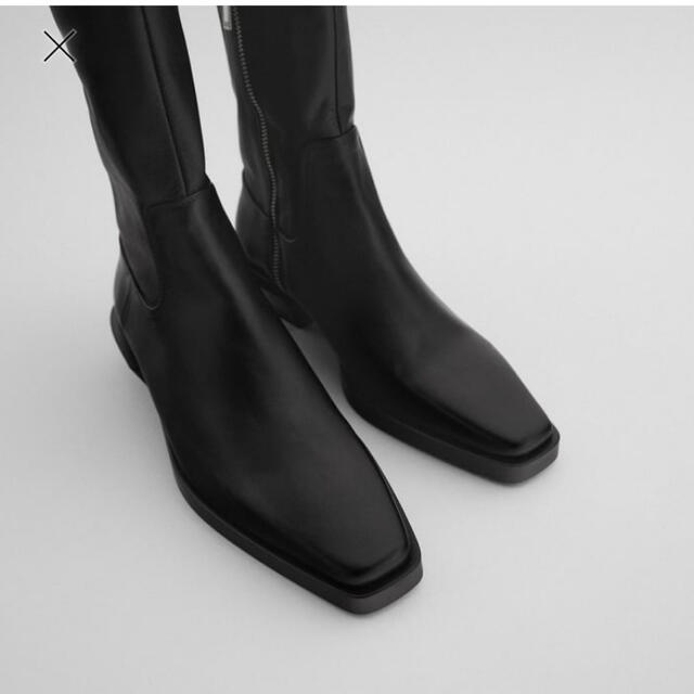 優れた品質 ZARA カウボーイ風レザーアンクルブーツ 新品未使用 24