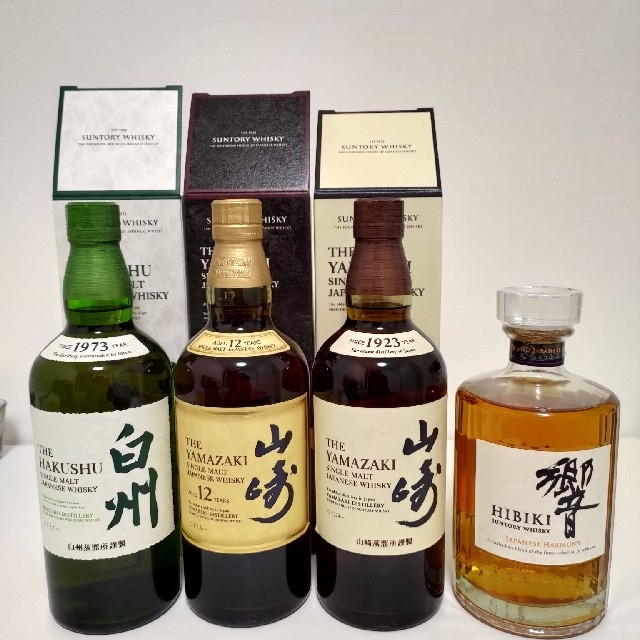 サントリー(サントリー)の山崎12年&山崎NV&白州NV&響JH 食品/飲料/酒の酒(ウイスキー)の商品写真