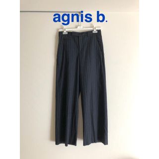 アニエスベー(agnes b.)のアニエスベー ウール混ワイドパンツ ネイビーストライプ(カジュアルパンツ)