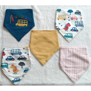 Marks&Spencer 5枚組 よだれかけ スタイ 車 バス 三角 bib(ベビースタイ/よだれかけ)