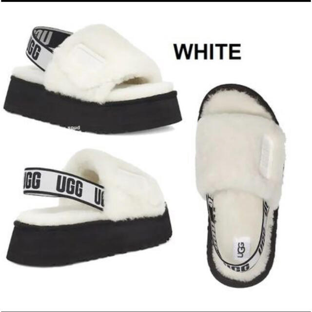 UGG(アグ)のuggファー厚底サンダル♡ディスコスライド♡ホワイト♡DISCOSLIDE レディースの靴/シューズ(サンダル)の商品写真