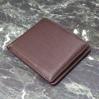 メンズ　新品【ブラウン　茶色　BROWN】エピ柄　小銭入れ付き二つ折り財布(折り財布)