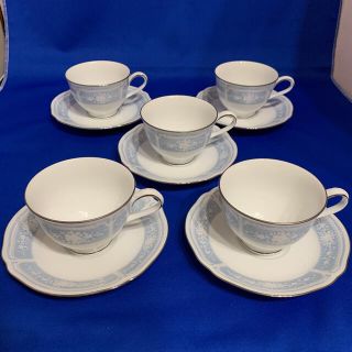 ノリタケ(Noritake)のノリタケ レースウッド プラチナ カップ&ソーサー 5客(食器)