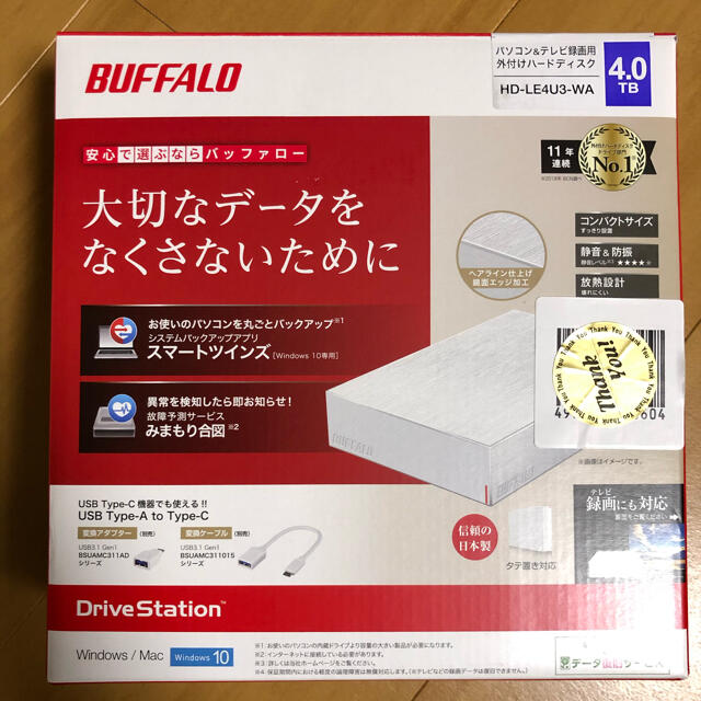 BUFFALO 外付けHDD HD-LE4U3-WA