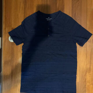 アメリカンイーグル(American Eagle)のアメリカンイーグル Tシャツ 青 ブルー ネイビー ヘンリーネック(ポロシャツ)