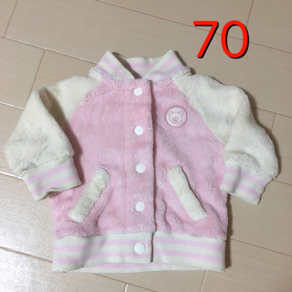 ニシマツヤ(西松屋)のもこもこ　アウター　　60 70 羽織り　女の子　ピンク(ジャケット/コート)