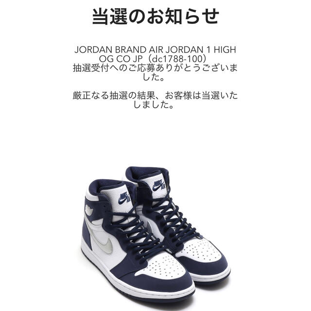 atmos購入 AIR JORDAN 1  HIGH OG CO JP 27cmスニーカー