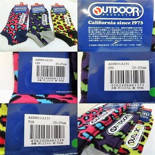 アウトドアプロダクツ(OUTDOOR PRODUCTS)のキ)3足(ヒョウ柄風 25-27)OUTDOOR アンクルソックス アウトドア(ソックス)