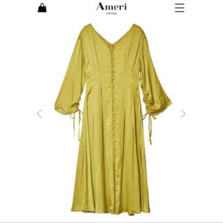 アメリヴィンテージ(Ameri VINTAGE)のameri  TUCK SHAPE DRESS イエロー(ロングワンピース/マキシワンピース)