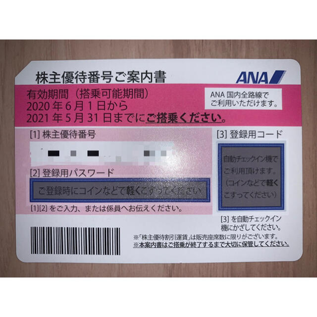 ANA(全日本空輸)(エーエヌエー(ゼンニッポンクウユ))のANA 株主優待券１枚 2021/11/30有効期間 チケットの優待券/割引券(その他)の商品写真