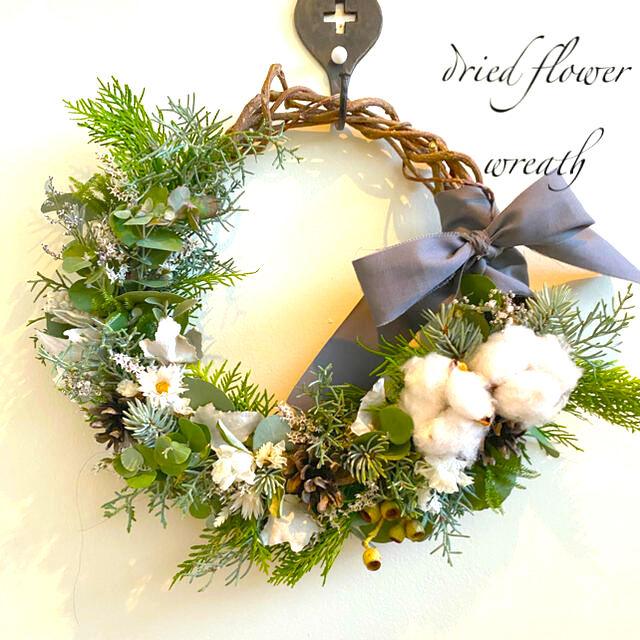 フレッシュ ハーブが香る クリスマス リース ✩.*˚ ハンドメイドのフラワー/ガーデン(ドライフラワー)の商品写真