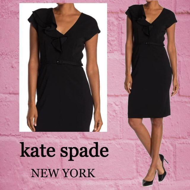 ★SALE☆【kate spade】フリルマットクレープドレス　ワンピース