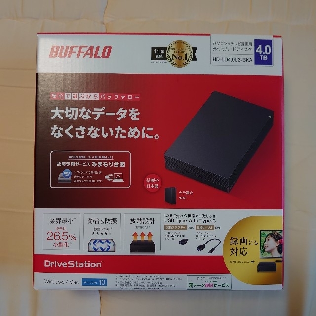 BUFFALO外付けHDD4TBブラック HD-LD4.0U3-BKA