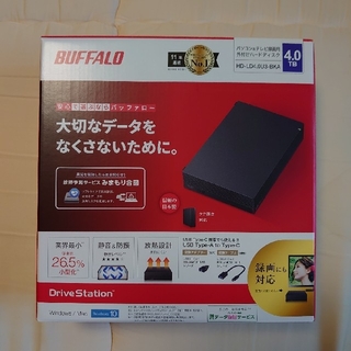 バッファロー(Buffalo)の新品・未使用 BUFFALO HD-LD4.0U3-BKA 外付けHDD 4TB(PC周辺機器)