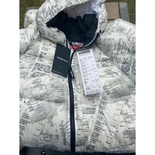 シュプリーム(Supreme)のHooded Down Jacket Receipts 白 Mサイズ(ダウンジャケット)