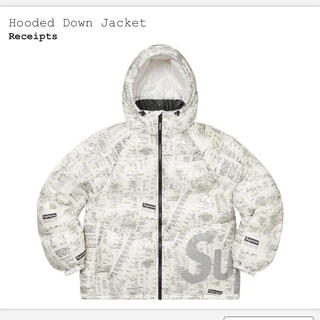 Hooded Down Jacket Receipts 白 Mサイズ