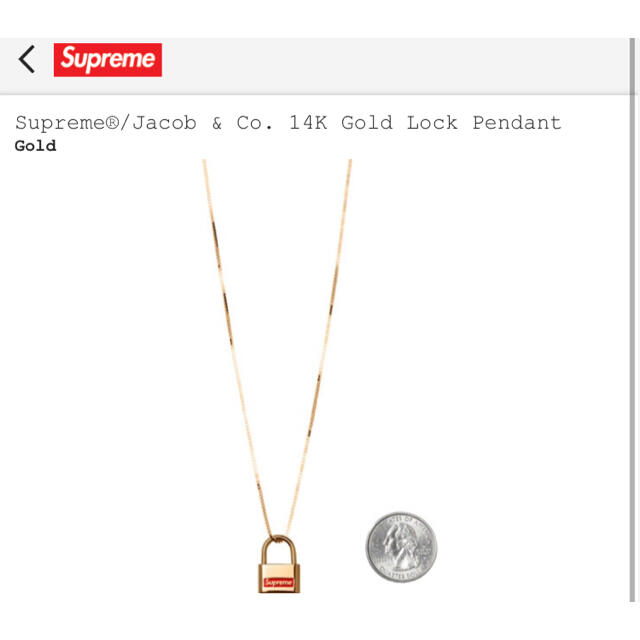 公式ショップ】 Supreme Pendant lock Gold 14k Jcob&co Supreme