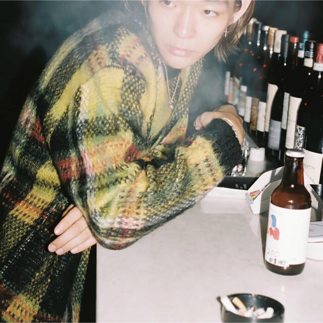 Supreme Brushed Plaid Sweater Mohair 黒