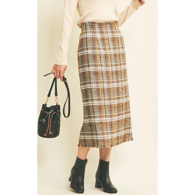The Virgnia(ザヴァージニア)の The Virgnia チェックツイードタイトスカート レディースのスカート(ロングスカート)の商品写真