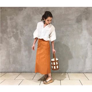 プラージュ(Plage)のお値下げ⭐︎Plage エコスエードタイトスカート36オレンジ(ロングスカート)