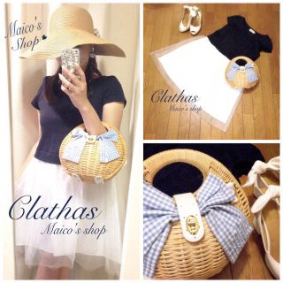 クレイサス(CLATHAS)のクレイサス♡リボンかごバッグ(かごバッグ/ストローバッグ)