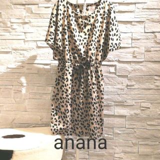 anana  レオパード　膝丈ワンピース　ワンピース　リボン付き(ひざ丈ワンピース)