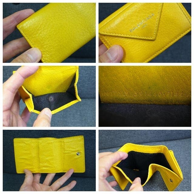 正規品☆バレンシアガ　ペーパーミニウォレット　折りたたみ財布　黄色　バッグ　財布 2