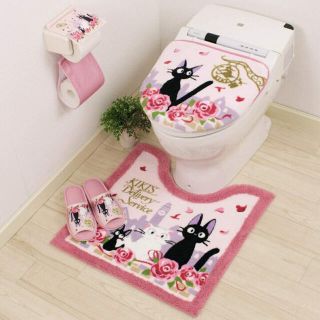 トイレマット 新品 セット 4点 洗浄暖房型 魔女の宅急便 ジジ ピンク(トイレマット)