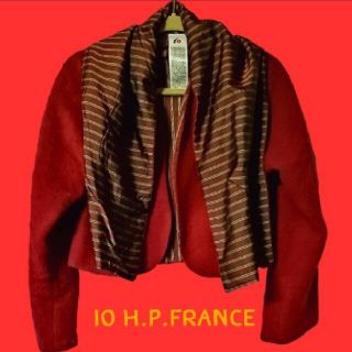 アッシュペーフランス(H.P.FRANCE)のio H.P.FRANCE　ノーカラージャケット　レッド　ボーダー(ノーカラージャケット)