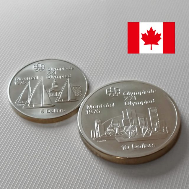 カナダ 大型銀貨 10・5ドル モントリールオリンピック ２枚セット