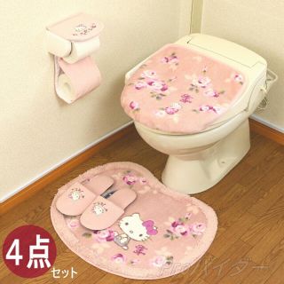 ハローキティ トイレマット セット 新品 ４点 ピンク吸着型  洗浄普通型兼用