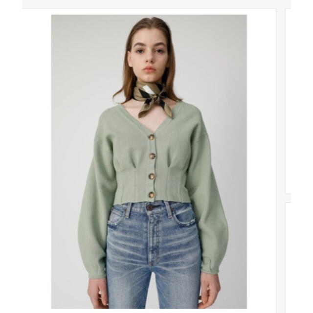 moussy(マウジー)のmoussyマウジー☆V NECK SHORT カーディガン☆ピスタチオグリーン レディースのトップス(カーディガン)の商品写真