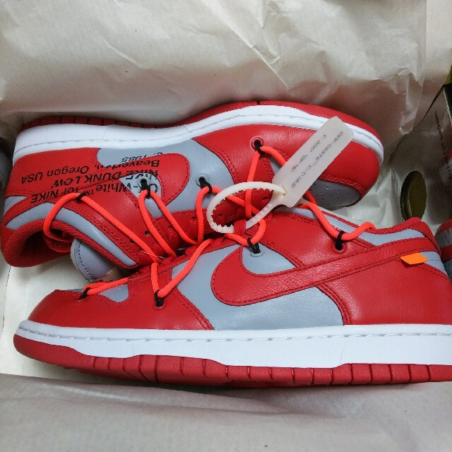 26.5 Off white nike dunk low red オフホワイト | vrealitybolivia.com