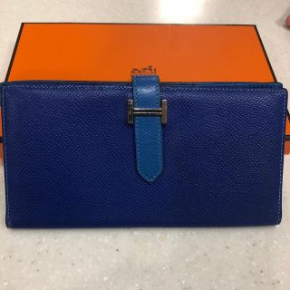 レア エルメス HERMES 財布 長財布 ベアン ブルージーン