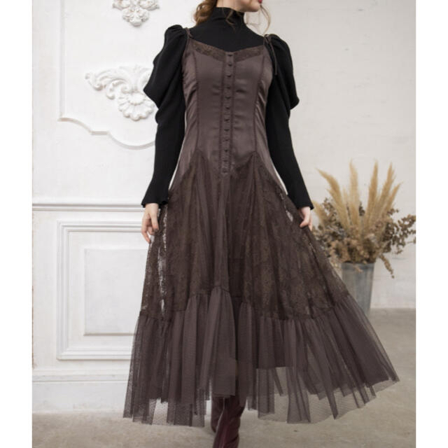 herlipto Lace-Trimmed Satin Cami Dress レディースのワンピース(ロングワンピース/マキシワンピース)の商品写真
