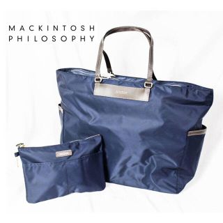 マッキントッシュフィロソフィー(MACKINTOSH PHILOSOPHY)の 《マッキントッシュ》新品 大容量 トートバッグ ボストンバッグ ポーチ付き 紺(トートバッグ)