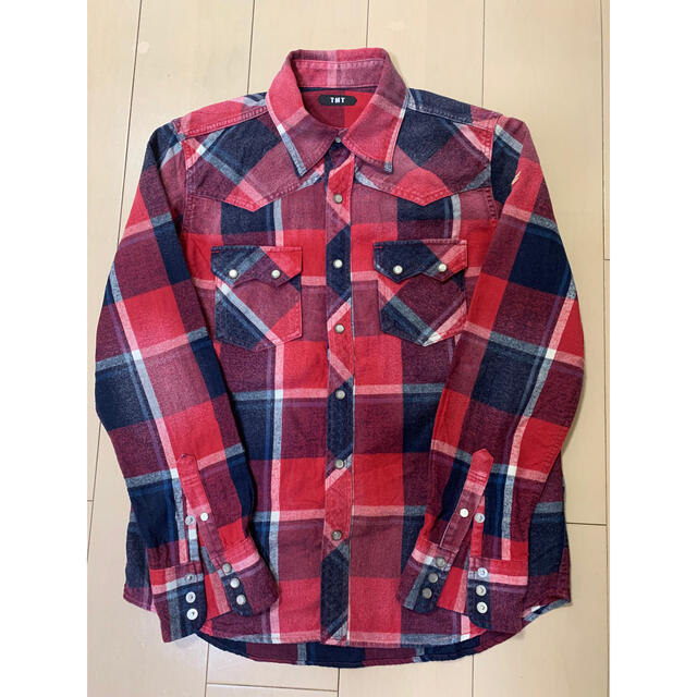 TMT ORIGINAL INDIGO CHECK SHIRTS サイズM