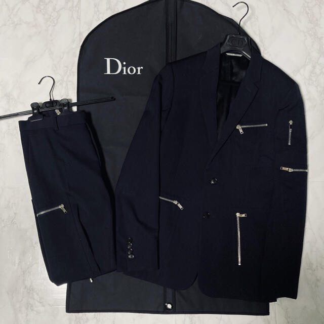 【美品】ディオールオム Dior HOMME スーツ ダークネイビー 46 S