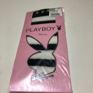 プレイボーイ(PLAYBOY)のPLAY BOY プレイボーイ　ニーハイソックス　白×黒(ソックス)