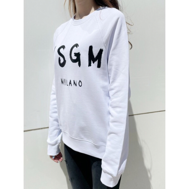 【新品・未使用】MSGM レディース 長袖 トレーナー ロゴ 白 スウェット S