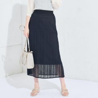 ナチュラルクチュール(natural couture)のnatural couture からみ織りレーシースカート ブラック(ロングスカート)