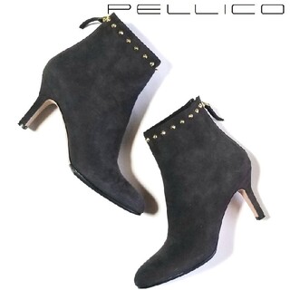 ペリーコ(PELLICO)のペリーコ  ブーツ スタッズ TAXI  36サイズ チャコールグレー(ブーツ)