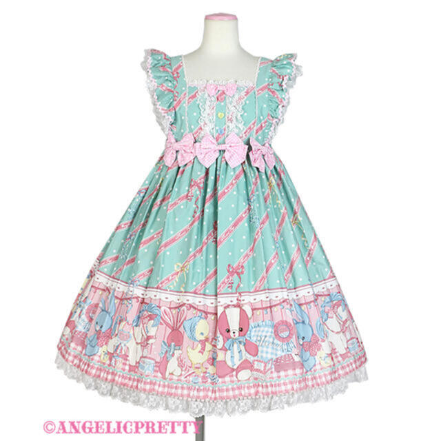 Angelic Pretty(アンジェリックプリティー)のメロディトイズ★ミントジャンパースカート レディースのスカート(ひざ丈スカート)の商品写真