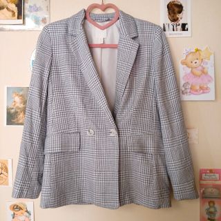 H&M - H&M スーツ ジャケット チェック グレーの通販 by ♡|エイチ