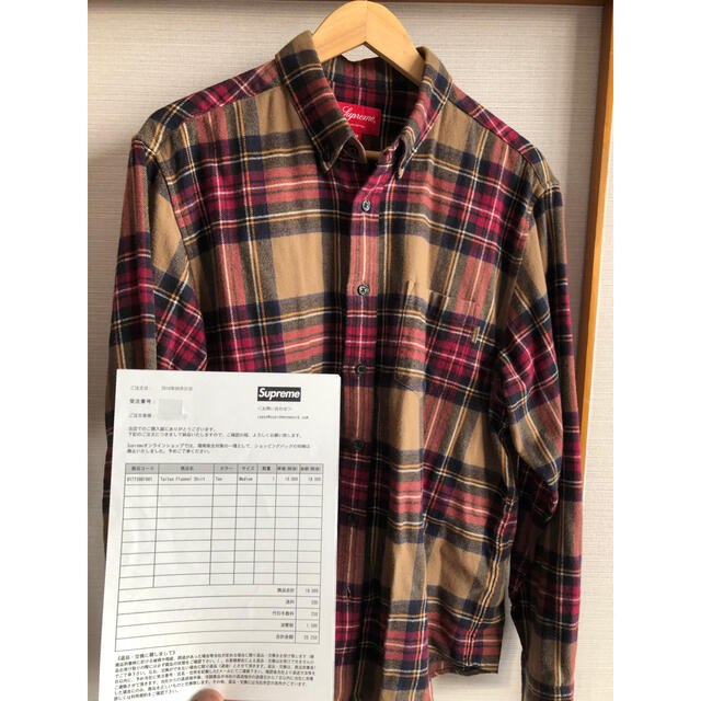 supreme Tartan Flannel Shirt M tan タン