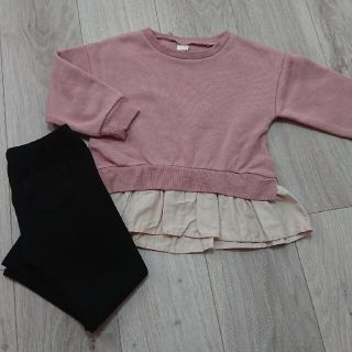 ユニクロ(UNIQLO)の専用☆UNIQLO リブレギンス+フリルつきスウェット(パンツ/スパッツ)