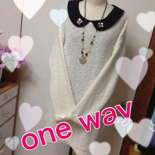 ワンウェイ(one*way)のone way★ニットワンピース★白(ひざ丈ワンピース)